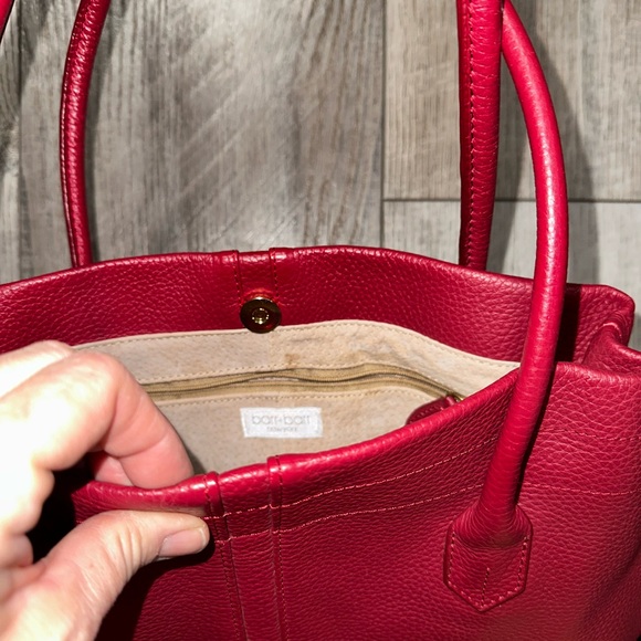 Beautiful BARR+BARR NY pebbled leather red SHOULDER HOBO SATCHEL TOTE HANDBAG - Picture 6 of 10
